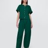 Pantaloni Easy Barrel din tifon de bumbac Pantaloni Easy Barrel din tifon de bumbac