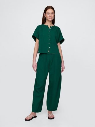 Pantaloni Easy Barrel din tifon de bumbac