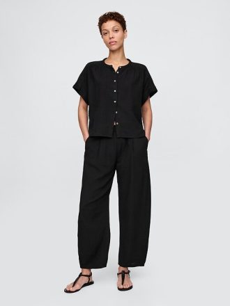 Pantaloni Easy Barrel din tifon de bumbac