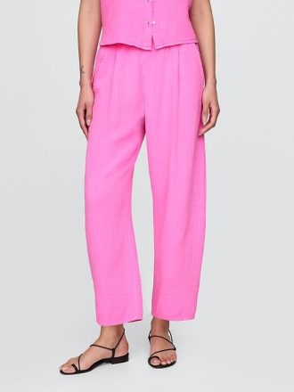 Pantaloni Easy Barrel din tifon de bumbac