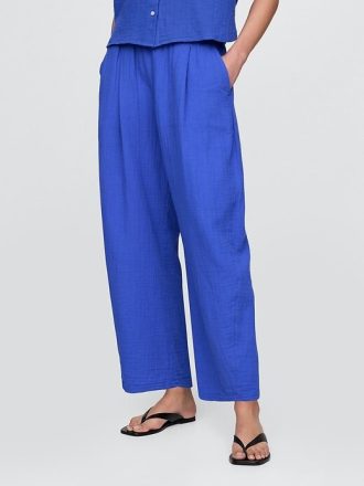 Pantaloni Easy Barrel din tifon de bumbac