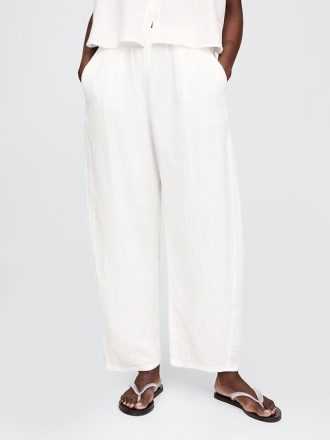 Pantaloni Easy Barrel din tifon de bumbac