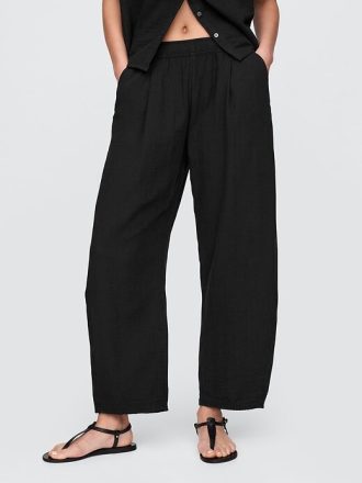 Pantaloni Easy Barrel din tifon de bumbac
