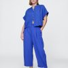 Pantaloni Easy Barrel din tifon de bumbac Pantaloni Easy Barrel din tifon de bumbac