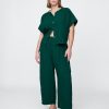 Pantaloni Easy Barrel din tifon de bumbac Pantaloni Easy Barrel din tifon de bumbac