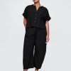 Pantaloni Easy Barrel din tifon de bumbac Pantaloni Easy Barrel din tifon de bumbac