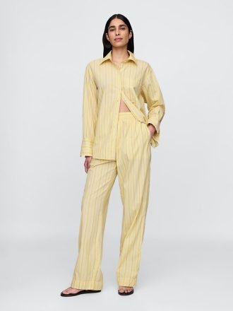 Pantaloni largi din poplin din bumbac organic
