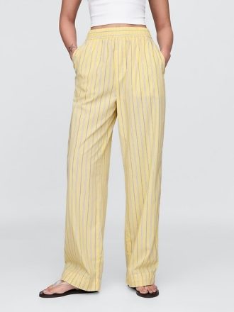 Pantaloni largi din poplin din bumbac organic