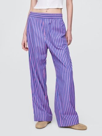 Pantaloni largi din poplin din bumbac organic