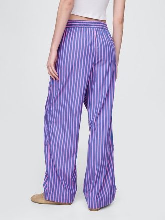 Pantaloni largi din poplin din bumbac organic