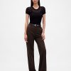 Pantaloni largi din tricot dublu cu talie mare