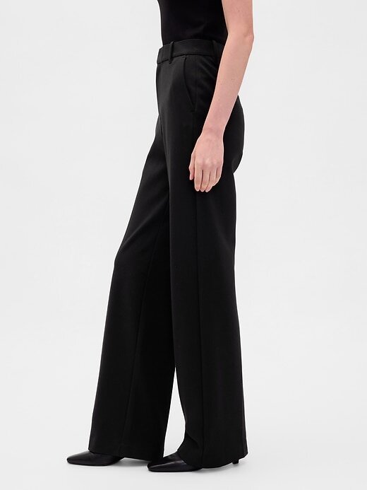 Pantaloni largi din tricot dublu cu talie mare Pantaloni largi din tricot dublu cu talie mare