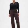 Pantaloni largi din tricot dublu cu talie mare