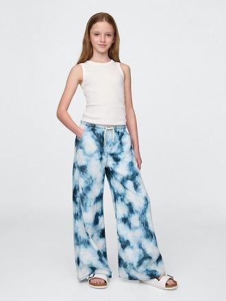 Pantaloni largi pentru copii, ultrasoft, din denim tie-dye