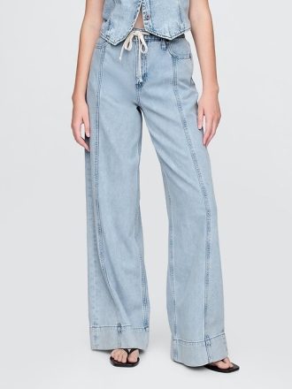 Pantaloni largi UltraSoft din denim cu talie medie