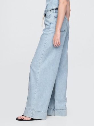 Pantaloni largi UltraSoft din denim cu talie medie