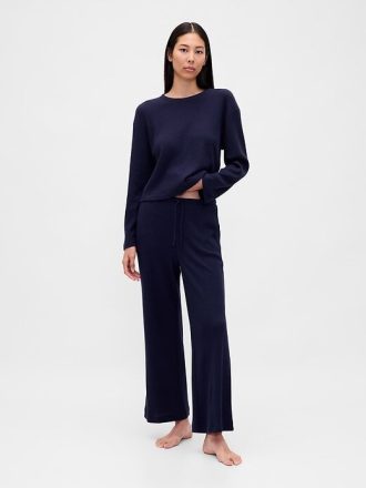 Pantaloni PJ cu picioare largi Waffle