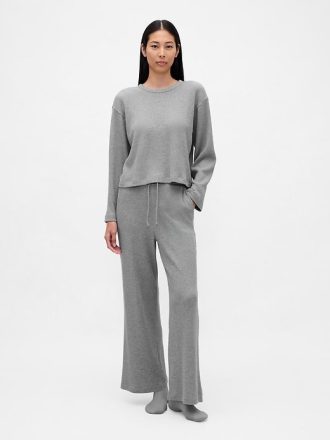 Pantaloni PJ cu picioare largi Waffle