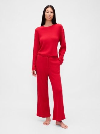 Pantaloni PJ cu picioare largi Waffle