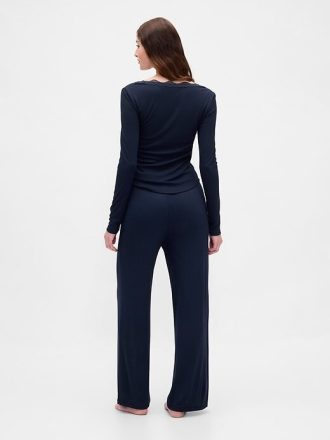 Pantaloni PJ cu picior largi Mini Rib