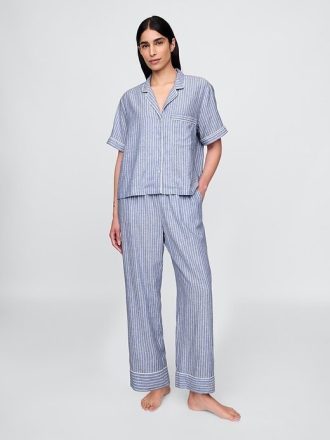 Pantaloni PJ din amestec de in