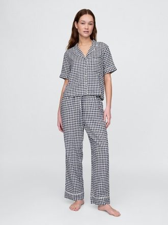 Pantaloni PJ din amestec de in