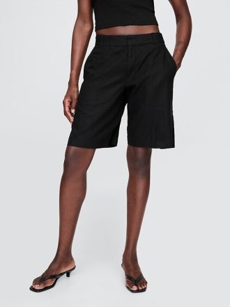 Pantaloni scurți 365 cu talie joasă din amestec de in