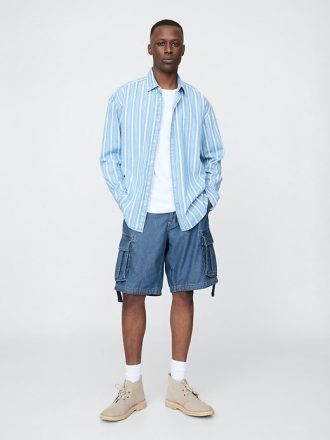 Pantaloni scurți cargo din denim largi de 11 inchi