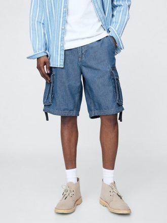 Pantaloni scurți cargo din denim largi de 11 inchi
