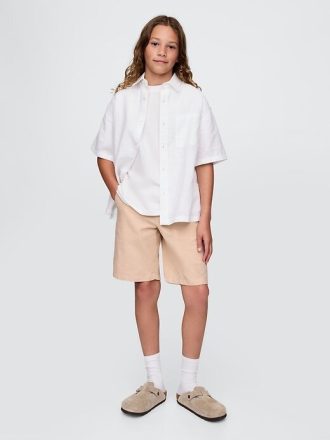 Pantaloni scurți de in-bumbac pentru copii 8″.