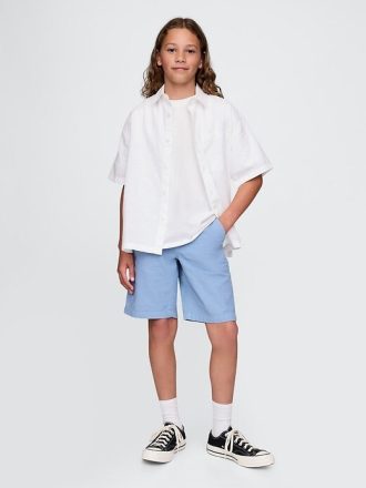 Pantaloni scurți de in-bumbac pentru copii 8″.