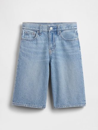 Pantaloni scurți din denim cu paragate cu talie medie pentru copii