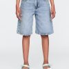 Pantaloni scurți din denim cu paragate cu talie medie pentru copii