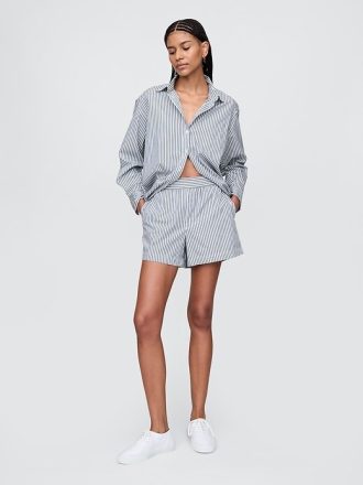 Pantaloni scurți din poplin cu dungi din bumbac organic