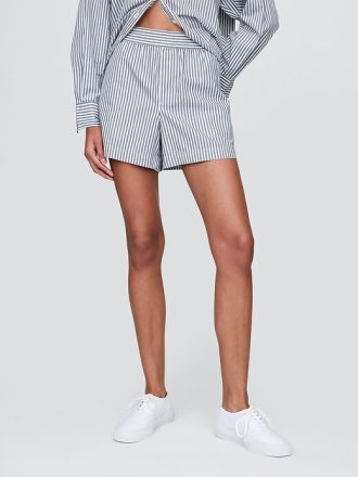 Pantaloni scurți din poplin cu dungi din bumbac organic