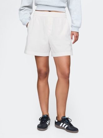 Pantaloni scurți din poplin cu dungi din bumbac organic