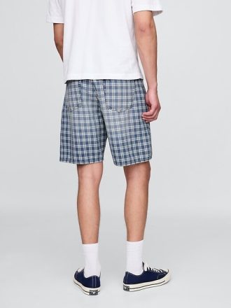 Pantaloni scurți largi din carouri din denim din anii 90
