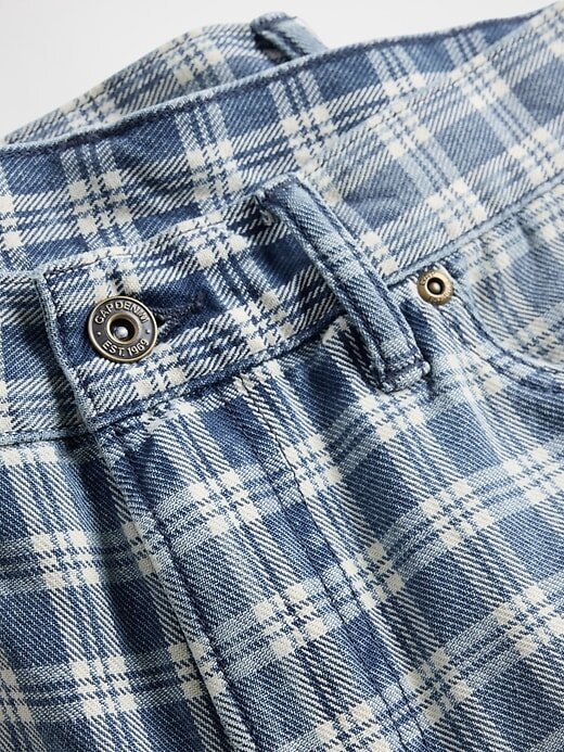 Pantaloni scurți largi din carouri din denim din anii 90 Pantaloni scurți largi din carouri din denim din anii 90