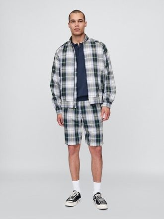 Pantaloni scurți largi, plisați, Gap × Malbon de 9,5 inchi