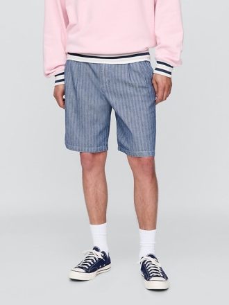 Pantaloni scurți largi, plisați, Gap × Malbon de 9,5 inchi