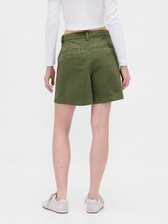 Pantaloni scurți plisați din twill cu talie medie de 6 inchi