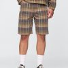 Pantaloni scurți relaxați din pânză în carouri Pantaloni scurți relaxați din pânză în carouri