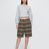 Pantaloni scurți relaxați din pânză în carouri Pantaloni scurți relaxați din pânză în carouri