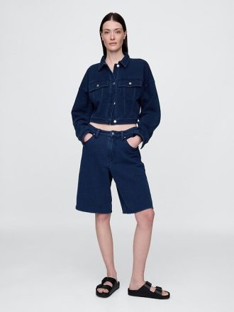Pantaloni scurti din denim cu talie medie de 11 inchi Pantaloni scurti din denim cu talie medie de 11 inchi