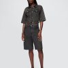 Pantaloni scurti din denim cu talie medie de 11 inchi