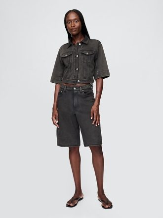 Pantaloni scurti din denim cu talie medie de 11 inchi Pantaloni scurti din denim cu talie medie de 11 inchi