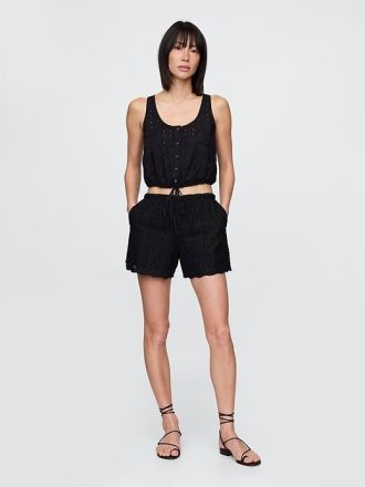 Pantaloni scurti Easy Eyelet cu talie mare