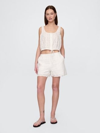 Pantaloni scurti Easy Eyelet cu talie mare