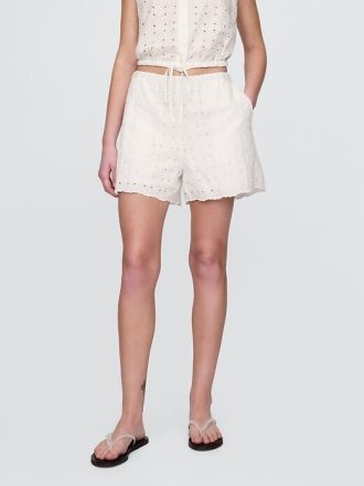 Pantaloni scurti Easy Eyelet cu talie mare