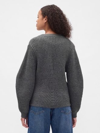 Pulover cardigan cu mâneci butoi
